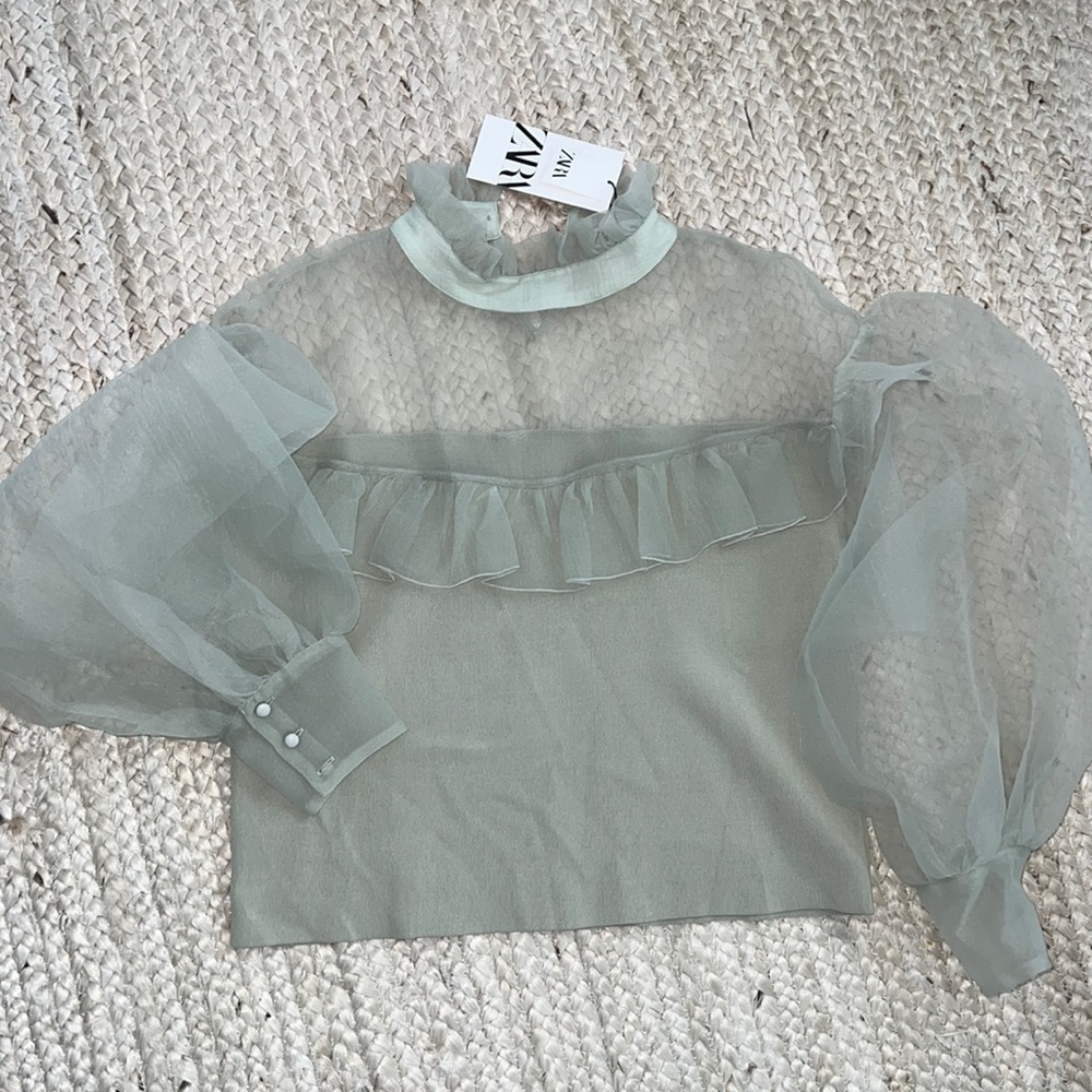 Zara organza sleeve sweater